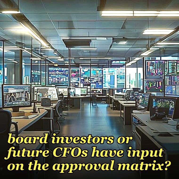 What's the right discount governance philosophy when the founder-CEO is also fundraising — should board investors or future CFOs have input on the approval matrix?