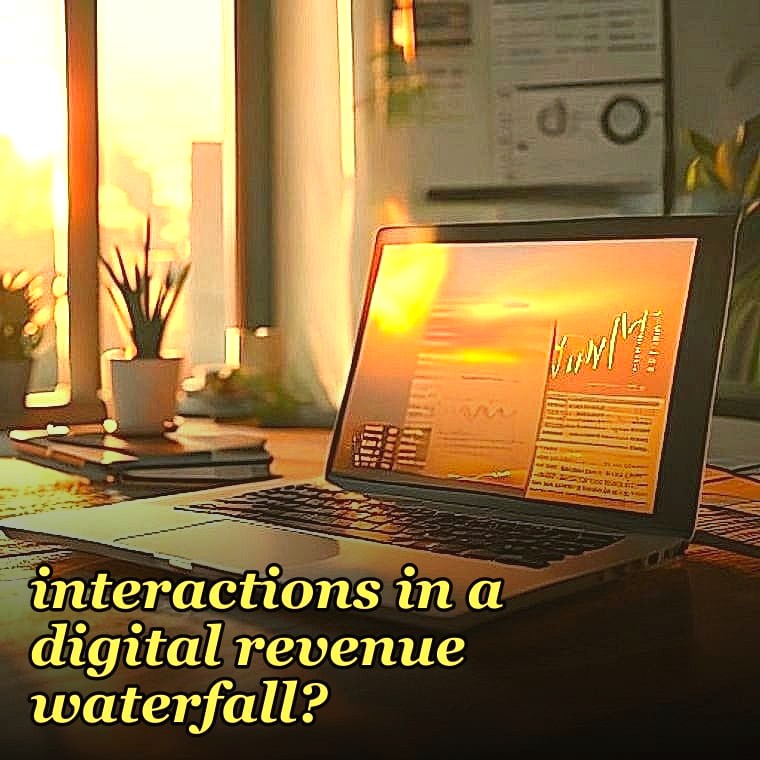How do you track and attribute offline event interactions in a digital revenue waterfall?