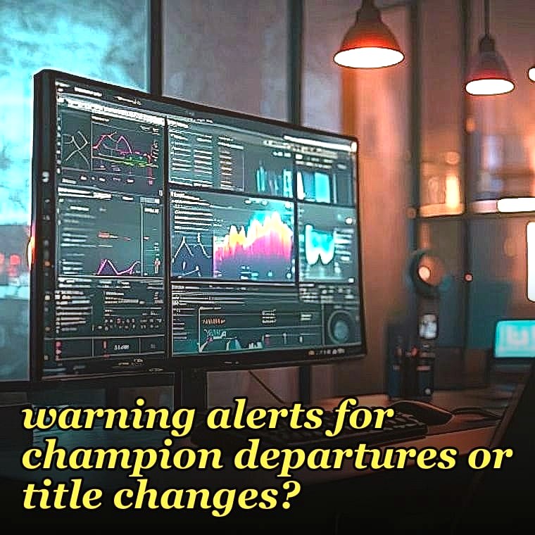 How do you set CRM early warning alerts for champion departures or title changes?