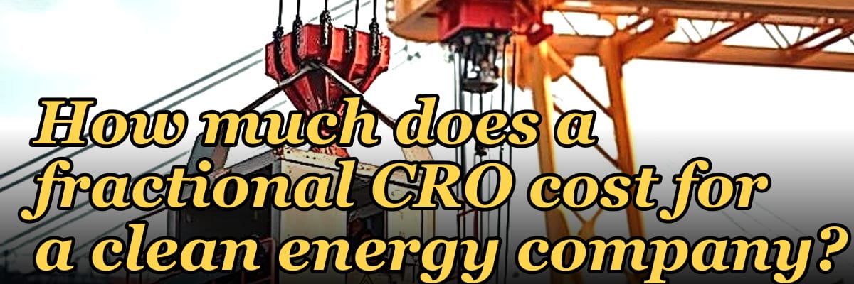 How much does a fractional CRO cost for a clean energy company in 2027?