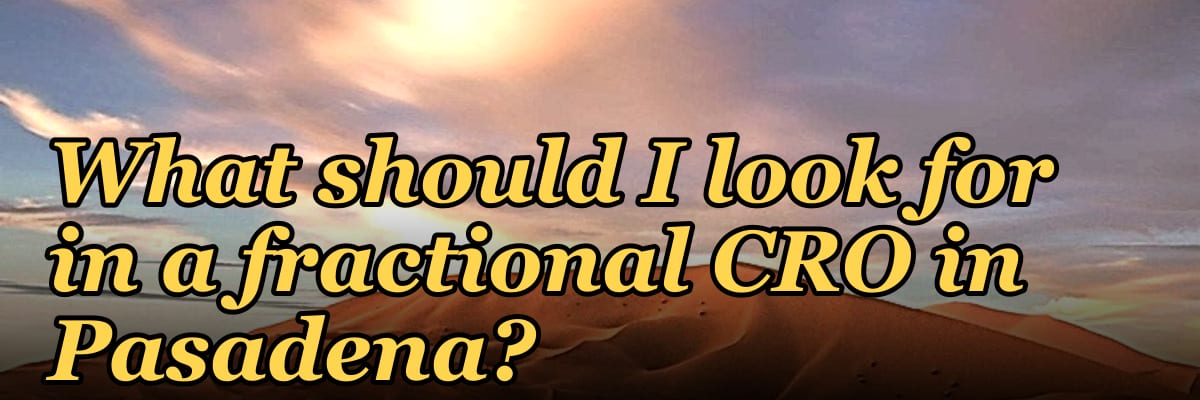 What should I look for in a fractional CRO in Pasadena in 2027?