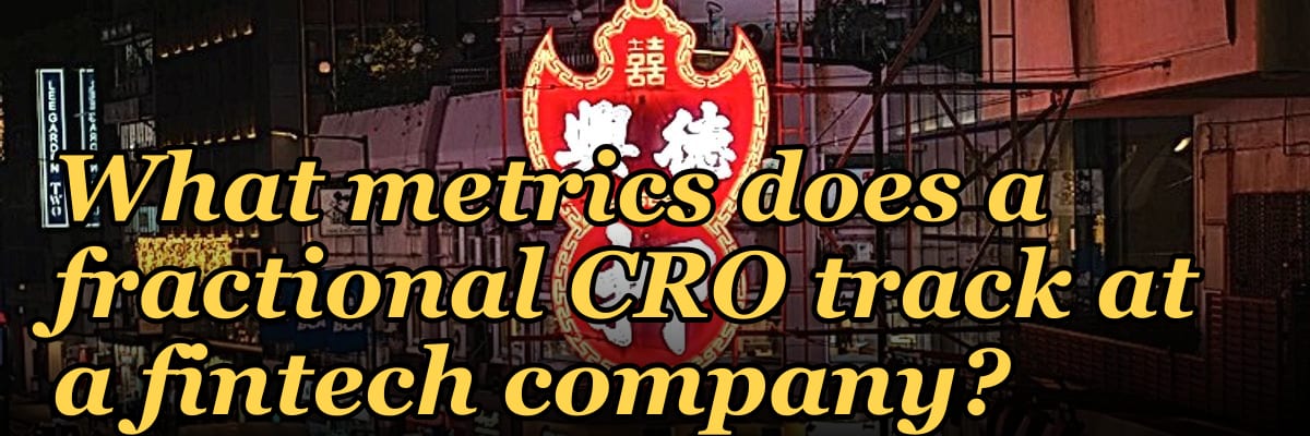 What metrics does a fractional CRO track at a fintech company?